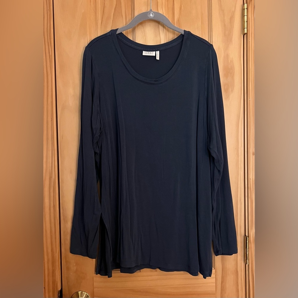 LOGO by Lori Goldstein Blue Long Sleeve Knit Top